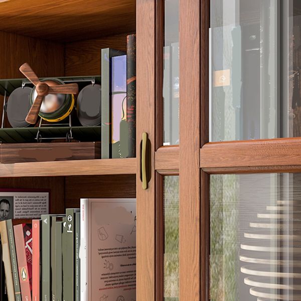 Contemporary Horizontal Standard Bookcase Closed Back Bookshelf with Door