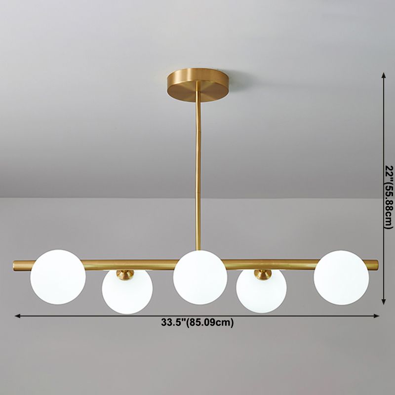 Modern Style Spherical Shape Island Lights Glass Island Lighting in Gold