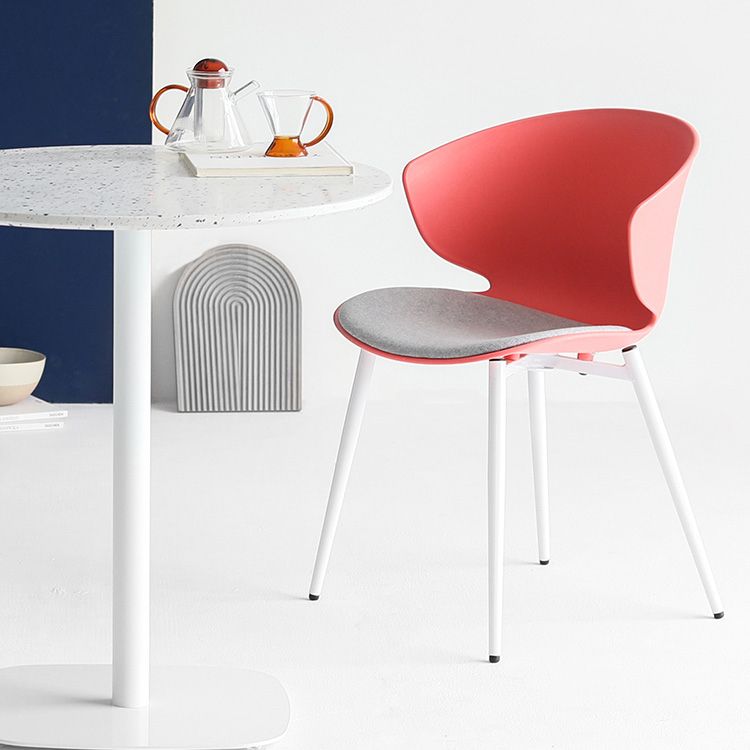 Modern Dining Room Upholstered Wingback Plastic Armless Dining Chair