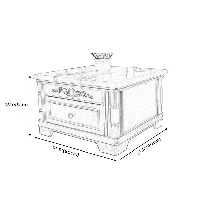 Square End Table with Drawer Traditional Sofa Side End Table for Living Room