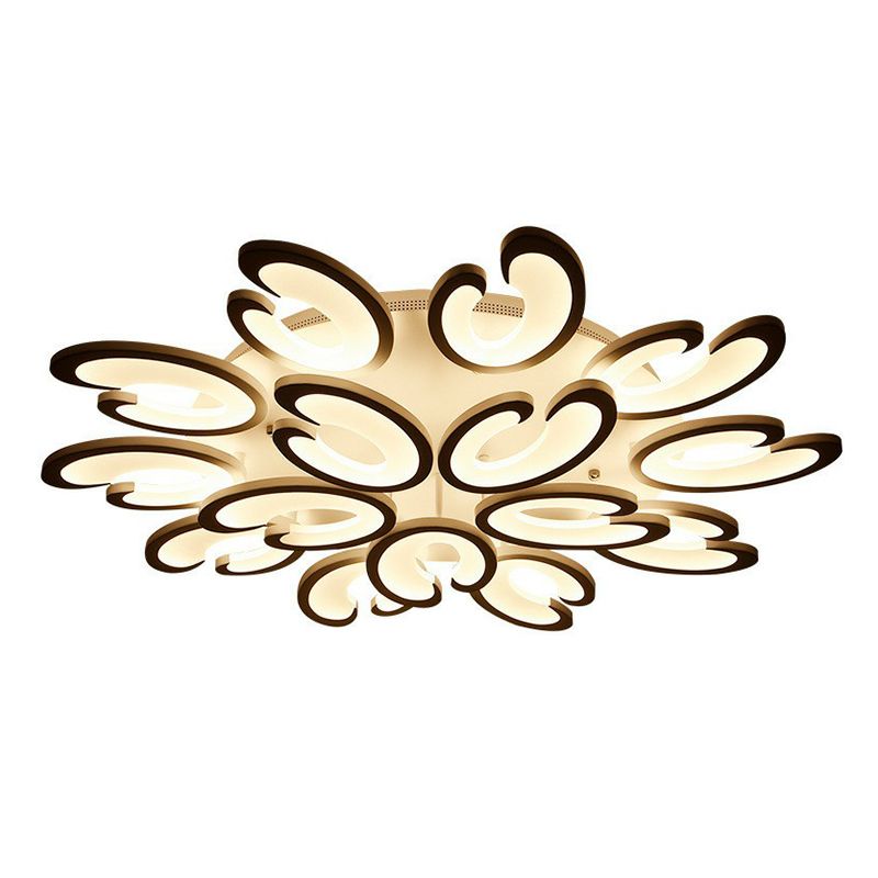 White Wing Ceiling Mounted Light Minimalist Acrylic LED Semi Flush Mount for Living Room