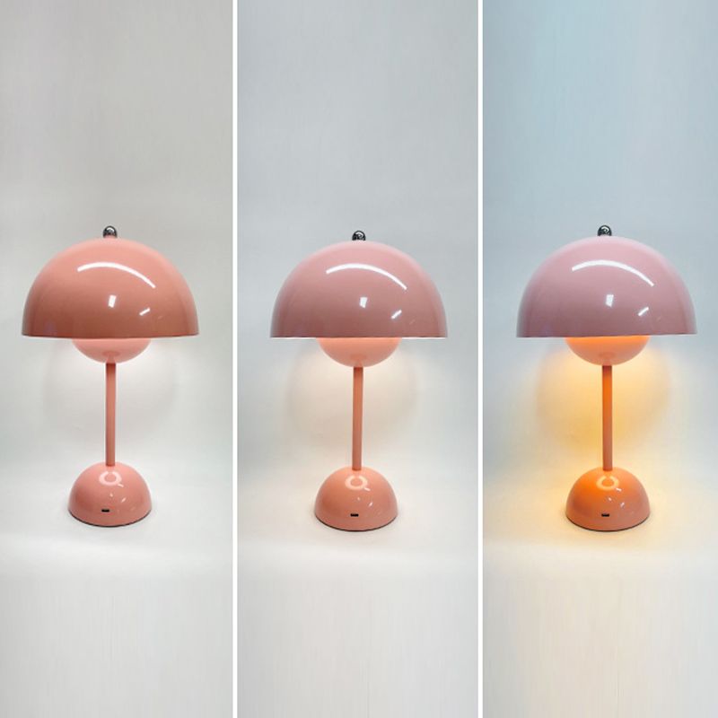 Modern Style Drum Shape Table Light Metal 1 Light Nightstand Lamps for Bedside