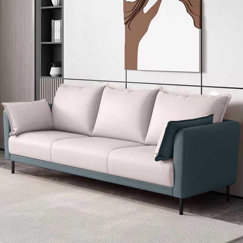3 Seater 31.4" H Faux Leather Square Arm Sofa for Living Room