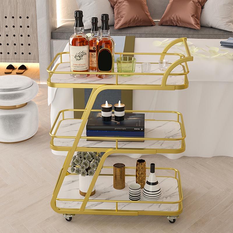 35.43" High Rolling Contemporary Prep Table Metal Prep Table with Open Storage