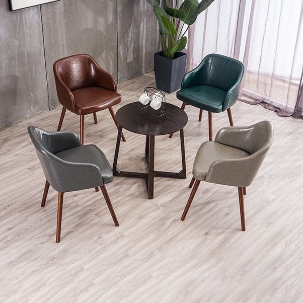 Scandinavian Beech Solid Back Arm Chair Fabric Dining Chair with Natural Legs