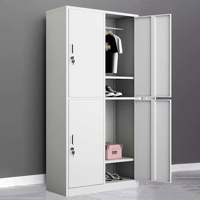 Contemporary Wardrobe White Colour Steel Wardrobe Closet with Doors