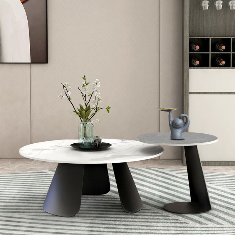3 Legs Base Cocktail Table Rock Plate Table Round Coffee Table with Metal Base