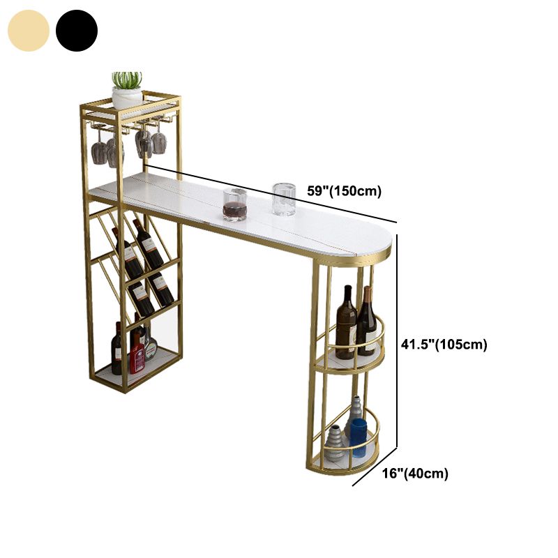 Glam Pub Table Specialty Bar Height Bar Table with Stone Top