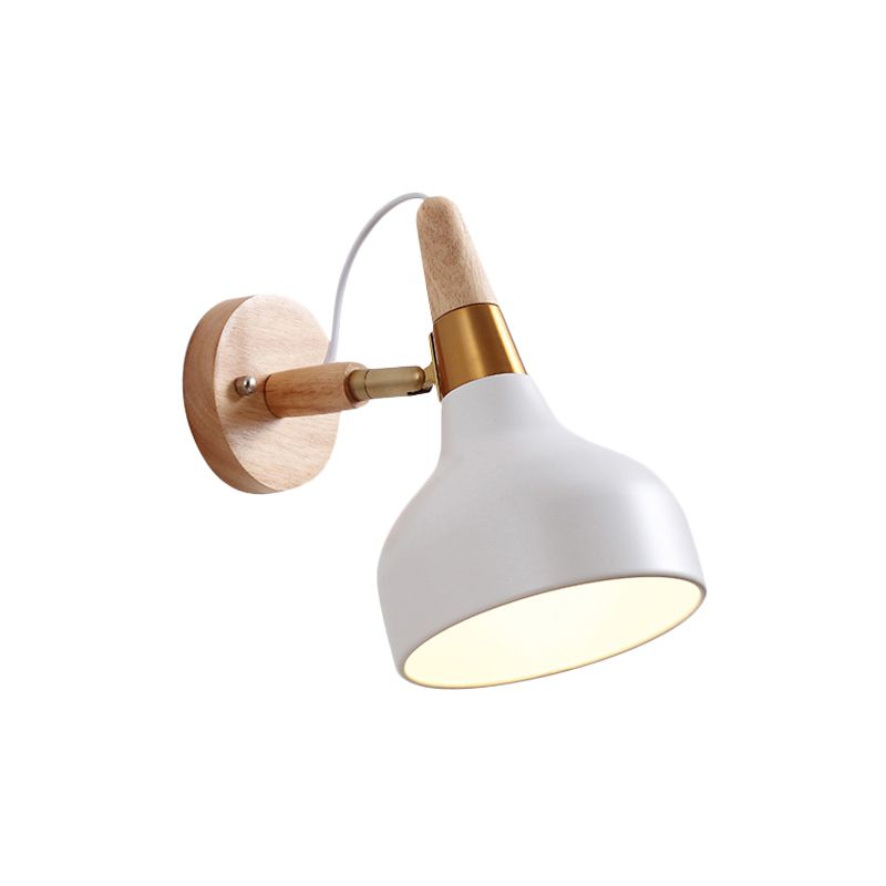 Metal Torch Shaped Wall Light Angle Adjustable 1 Light Nordic Style Sconce Light for Bedside