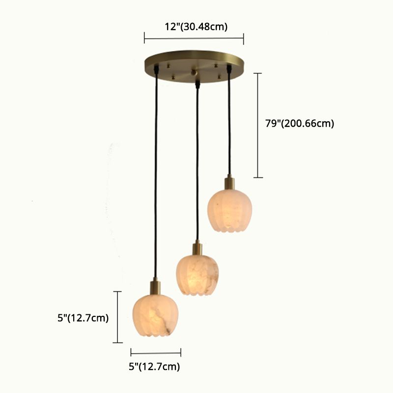 Pumpkin Pendant Lighting Fixture Minimalist-Style Stone White Hanging Light Fixture