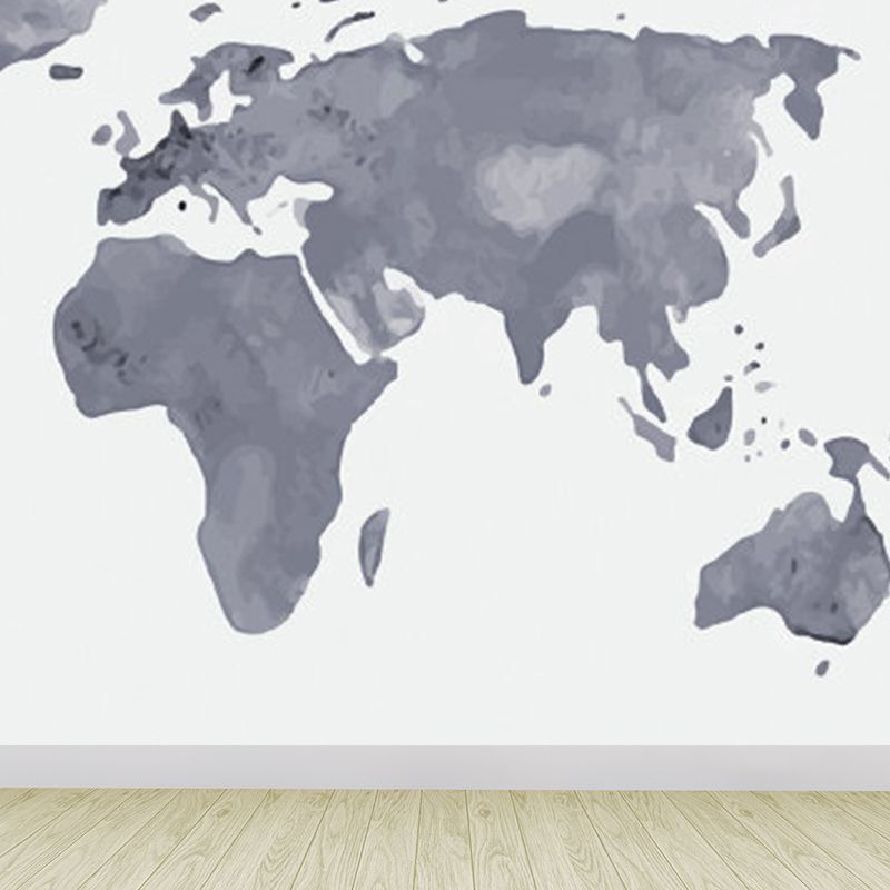 Illustration Style World Map Mural Decal for Living Room, Pastel Color, Personalized