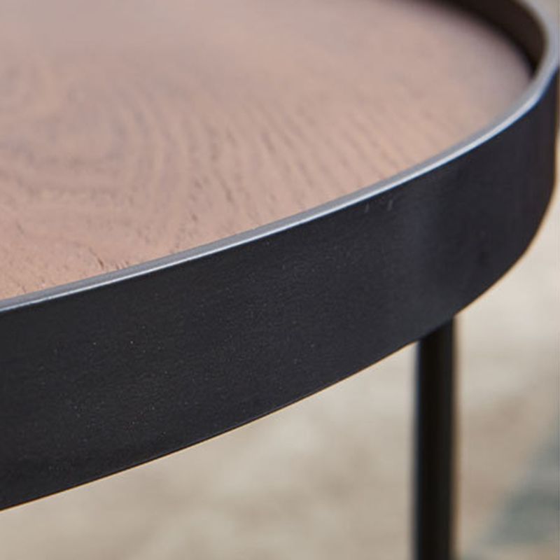 Modern Style Slate/wood Top Metal Iron Base Round Coffee Table