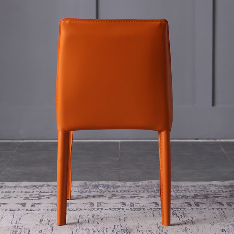 Designer Style Saddle Leather Home Side Chair Parsons Matte Finish Dining Chair(Set of 2)