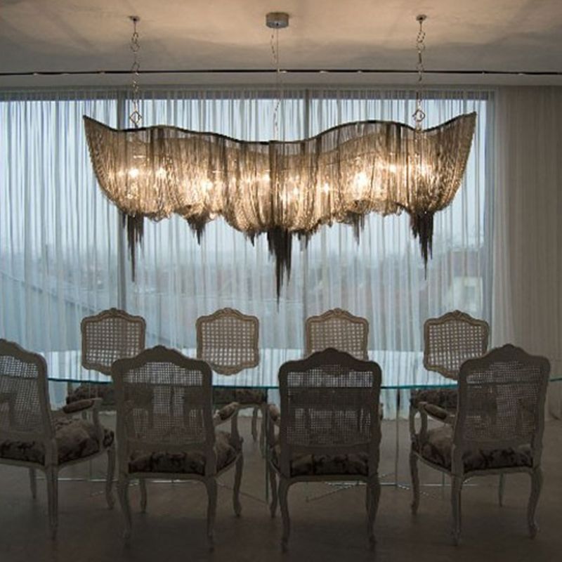 Large Metal Chandelier Postmodern Chandelier Pendant Light in Gold for Hotel Lobby