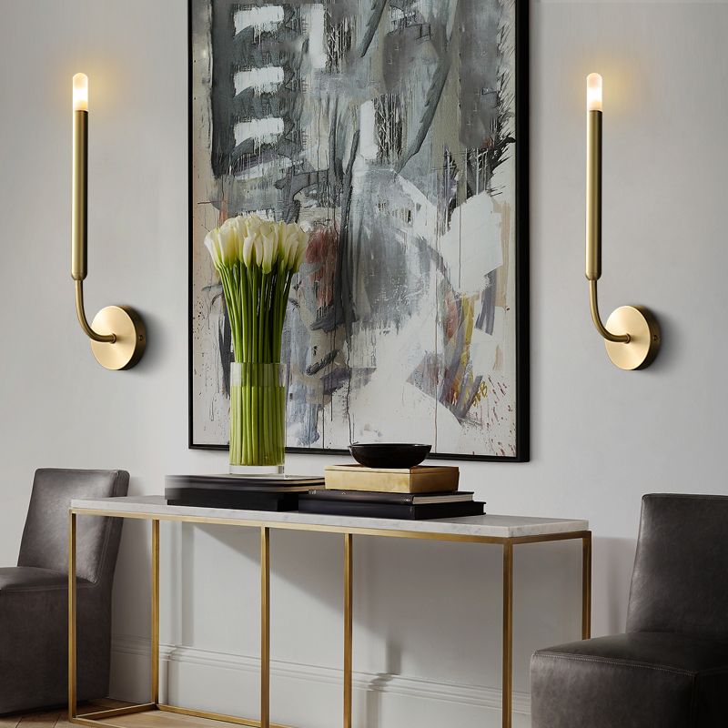 Linear Shade Metal Wall Sconce Modern Style 1 Light Wall Mount Light Fixture in Brass