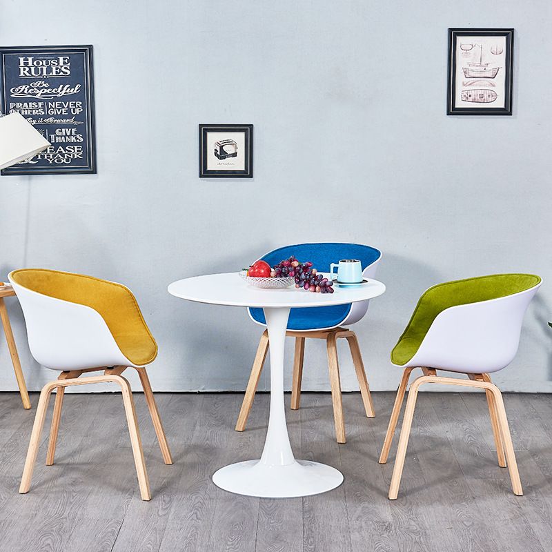 Fauteuil de salle à manger à dossier solide blanc moderne, fauteuil de cuisine en bois