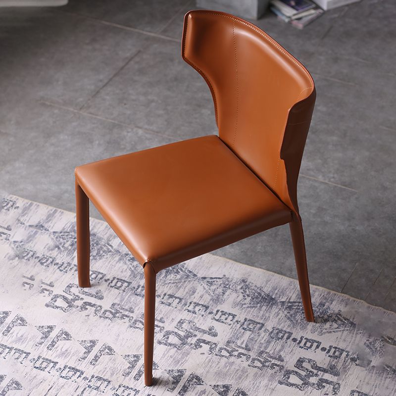 Contemporary Style Wingback Chair Armless Leather Dining Chairs