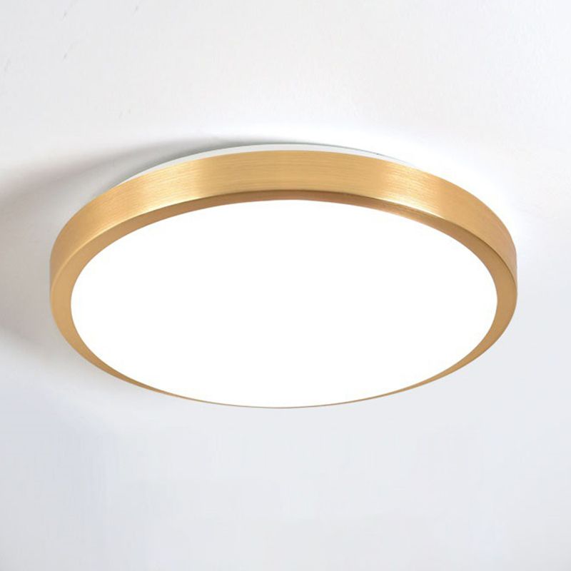 Luz de techo LED redonda de aleación de aluminio dorado, accesorio de iluminación empotrado de estilo moderno y sencillo para dormitorio