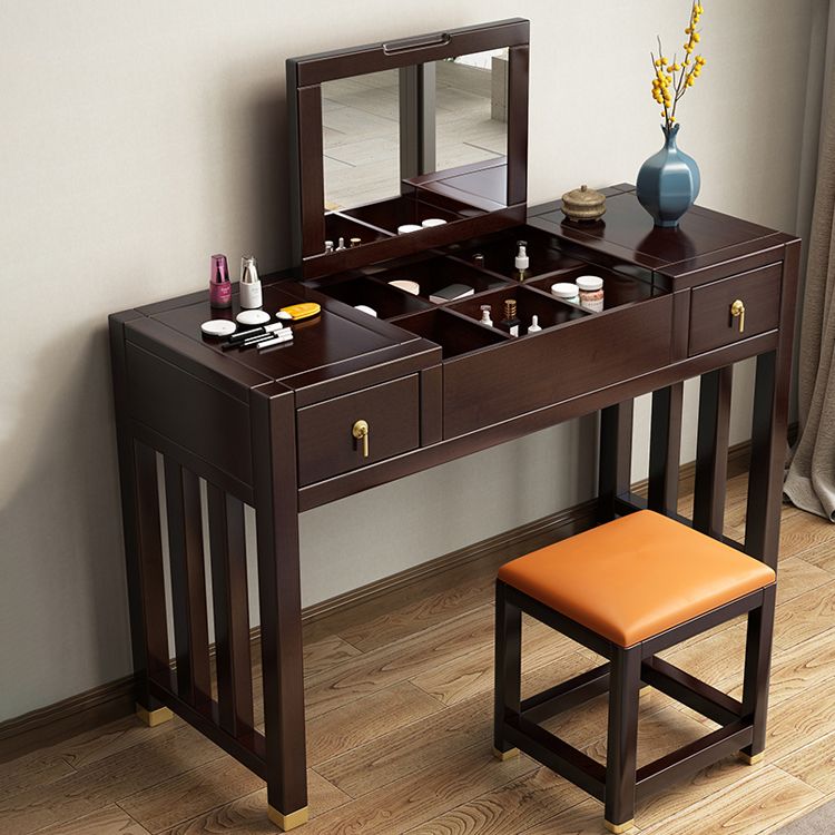 Traditions Rubberwood Vanity Set with Mirror 15.75"" Wide Brown Vanity