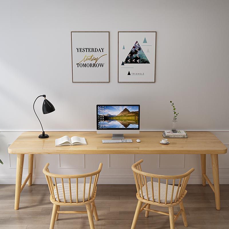 Modern Style Writing Desk Solid Wood H-Shape Office Desk for Home