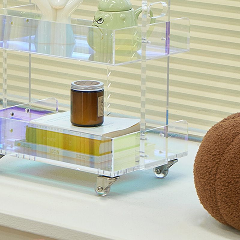 Modern Acrylic Rectangular End Table Double Tier Corner Table with Storage