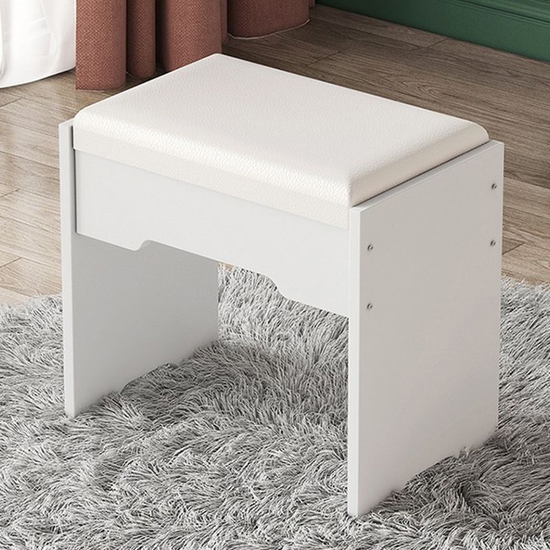 Modern Ottoman Pure Color Rectangle Upholstered Wood Frame Fade Resistant Pouf