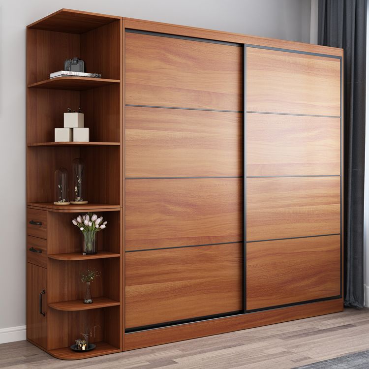 Brown Engineered Wood Wardrobe Armoire Contemporary Wardrobe Closet