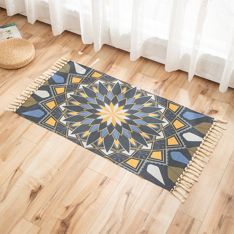Vivid Plant Knit Rug Multi Colored Modern Rug Synthetics Pet Friendly Carpet for Guest Room