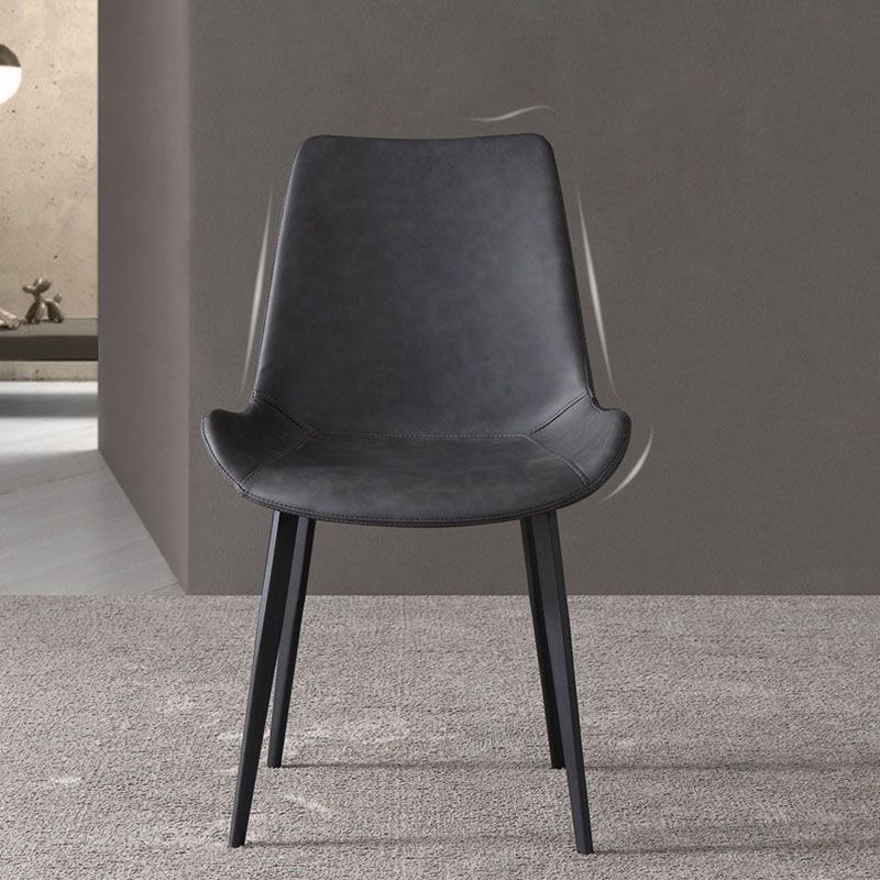 Silla de comedor tapizada de metal con respaldo sólido industrial para interiores (juego de 2)