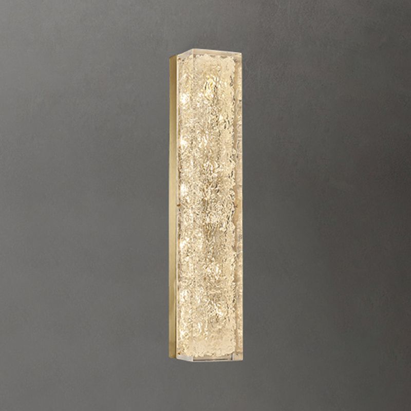 Modern Style Brass Wall Light Cuboid Shape Wall Sconce for Living Room