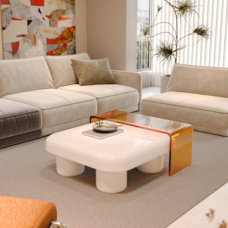 Contemporary 2 Nesting Coffee Table Set Square 4 Legs Cocktail Table