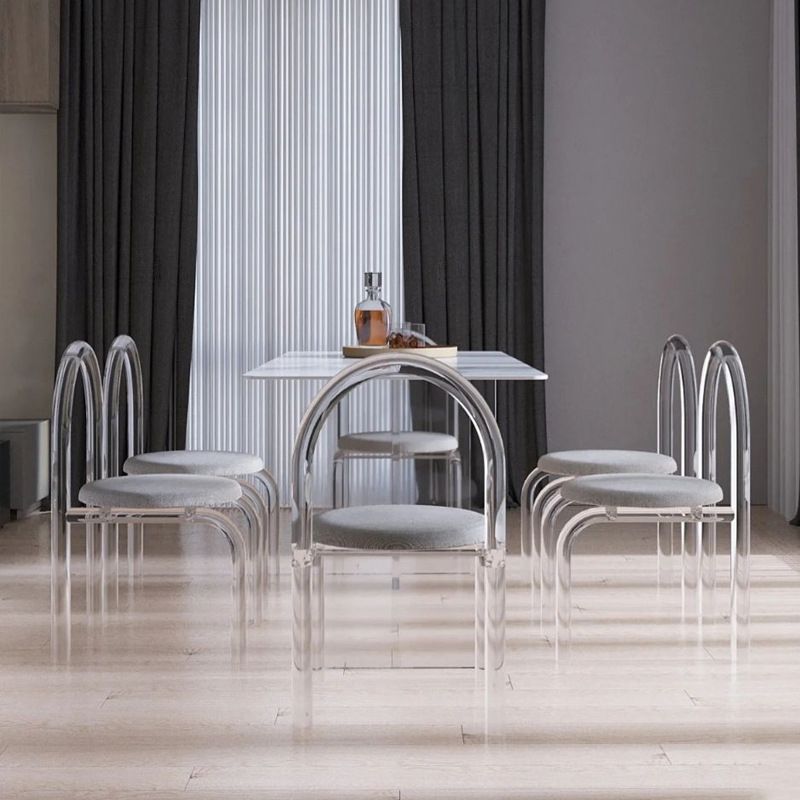 Designer Style 1/4/7 Pieces Dinette Set Acrylic Dining Table and Chairs