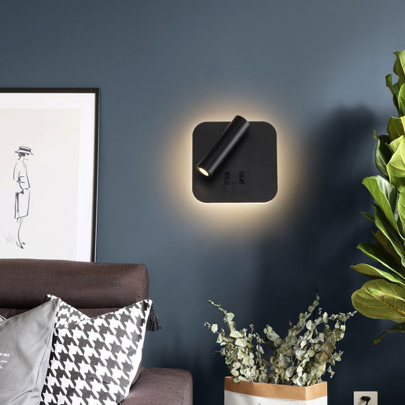 Modern Concise LED Reading Wall Lamp Iron Geometric Wall Light with Acrylic Shade