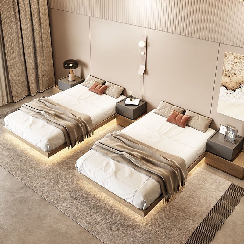 Pine Wood Platform Bed Frame in Natural,78.74 Inch Long with Legs