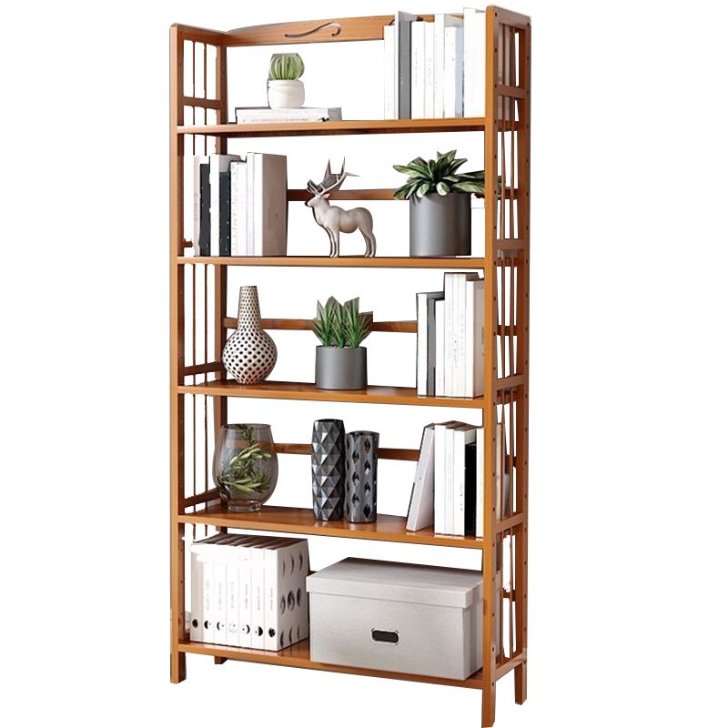 Modern Vertical Bamboo Shelf Etagere Espresso Shelf Bookcase for Bedroom