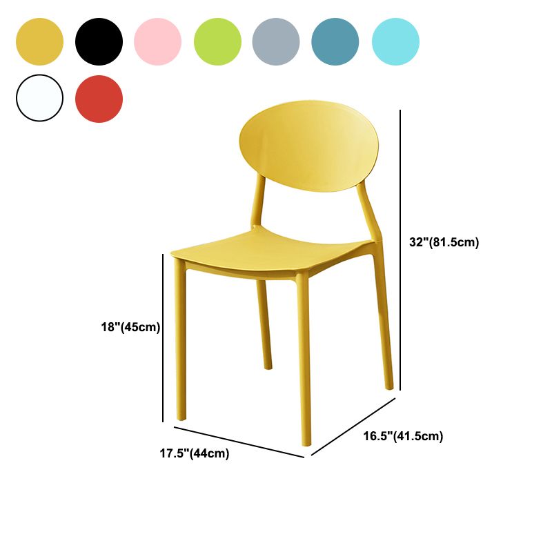 Stackable Open Back Dining Chairs Scandinavian Plastic Armless Side Chair