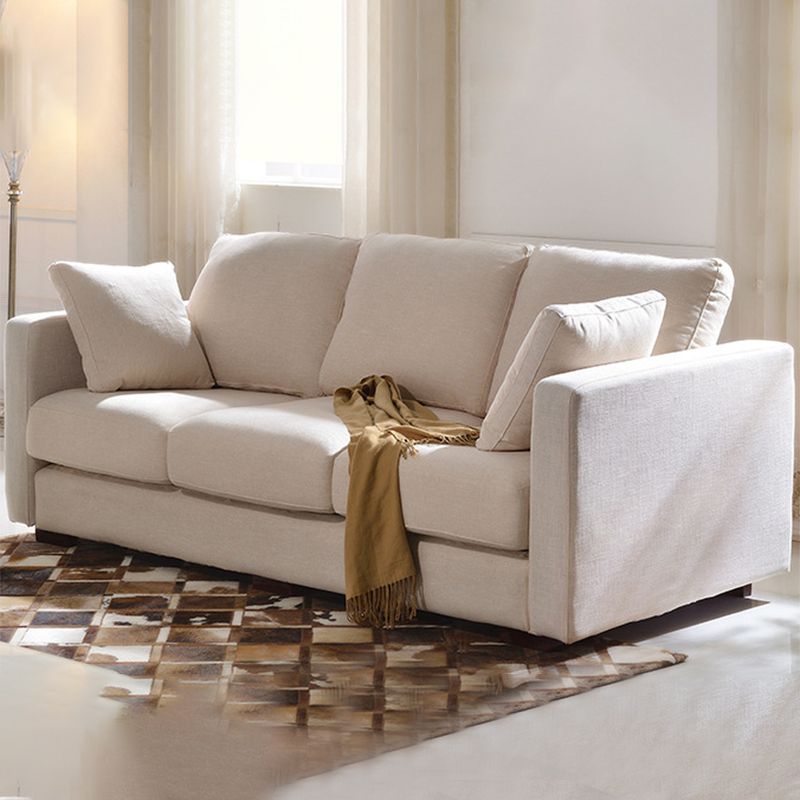Contemporary Slipcovered Living Room Square Arm Pillows Seating