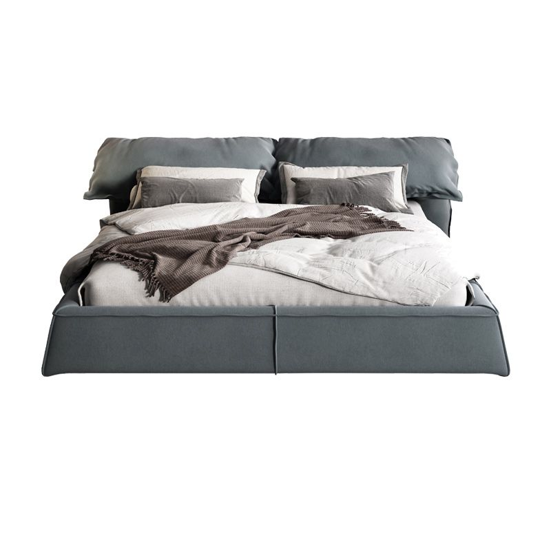 Contemporary Rectangular Upholstered Headboard Solid Color Standard Bed