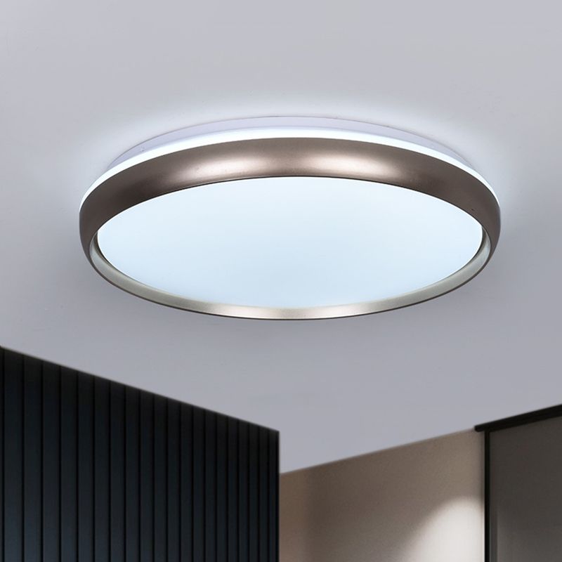 Slim Round Ceiling Lamp Modernism Metallic LED Dark Brown/Copper/Dark Gold Flush Mount Lighting Fixture for Parlor