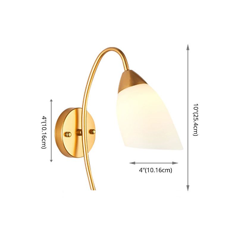 Luce di vetro contemporanea a parete da parete ombreggiata oro per camera da letto