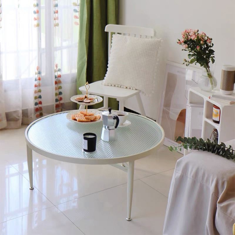 Modern Round 3 Legs Coffee Table Clear Glass Cocktail Table - 23.6"/27.6"/31.5"