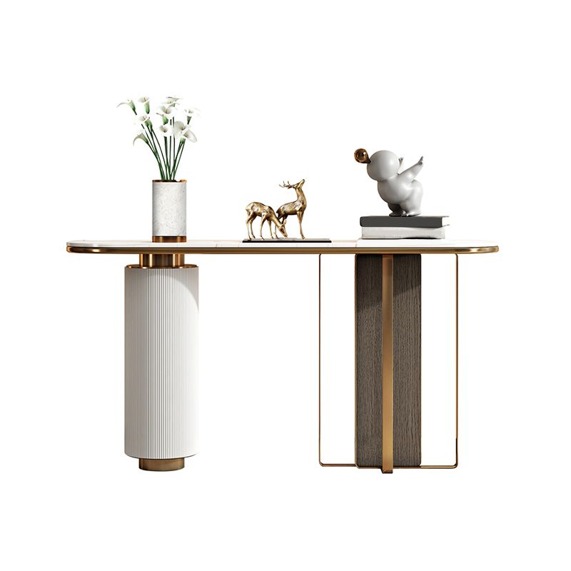 Glam 33.46" Tall Console Table Stone Oval Accent Table for Hall