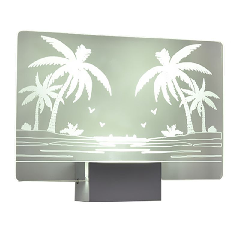 Artistry Led Wall Lighting Clear Coconut Tree/Elk Wall Mount Mural Lámpara con sombra de aluminio para dormitorio
