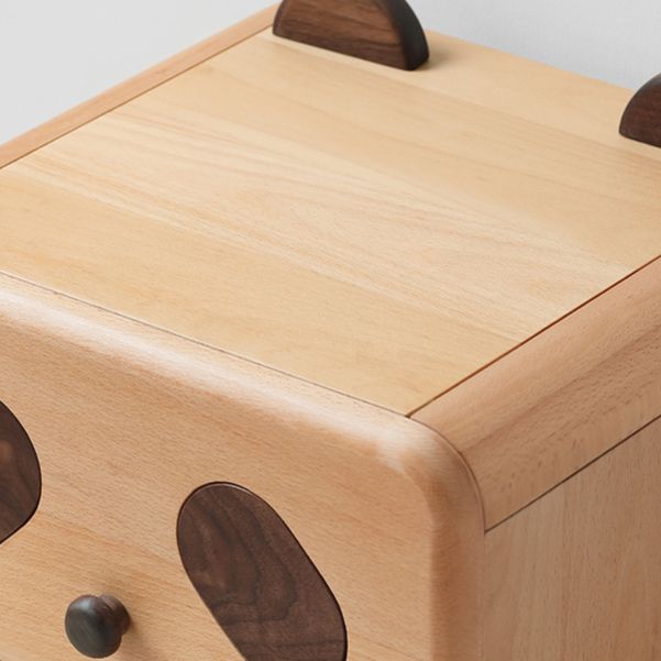 Pig and Panda Kids Bedside Table Wooden Kids Bedside Table with Cabinet