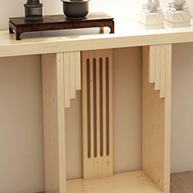 Pine Rectangle Console Table Mid-Century Modern 12" W Accent Table for Hall