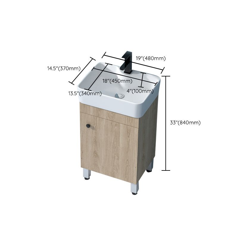 Mirror Vanity Wood Freestanding Rectangle 2 Doors Bathroom Vanity with Single Sink