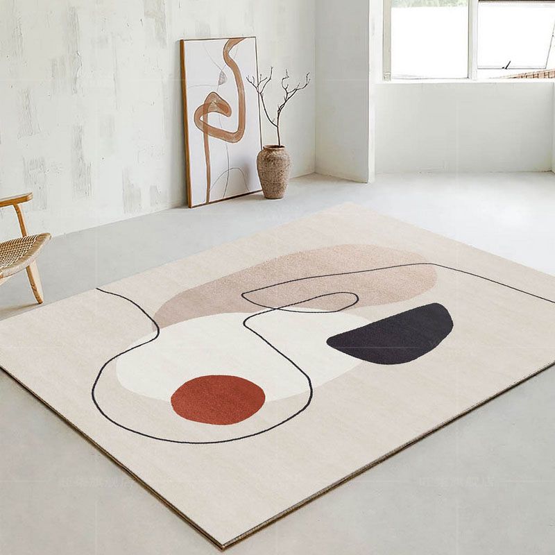 Gray Tone Carpet Modern Contrast Panel Area Rug Polyester Stain Resistant Indoor Rug for Living Room