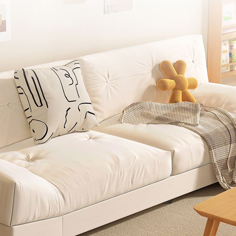 Modern Style Fabric Sofa in Off-White Living Room Square Arm Sofa