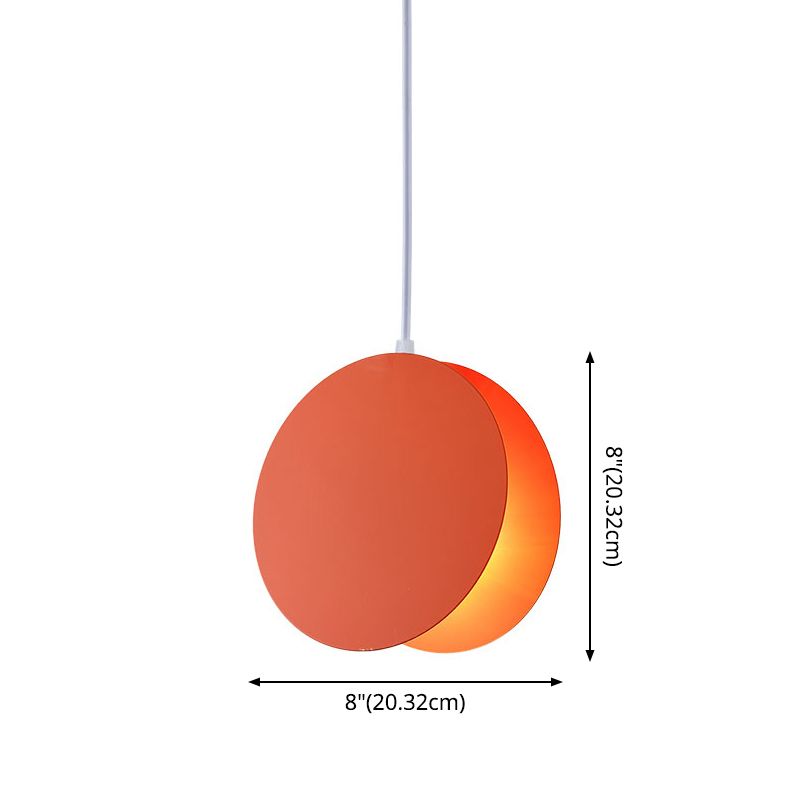 Shell Inspired Round Pendant Lamp Macaron Style Metal 1-Light Diner Ceiling Light