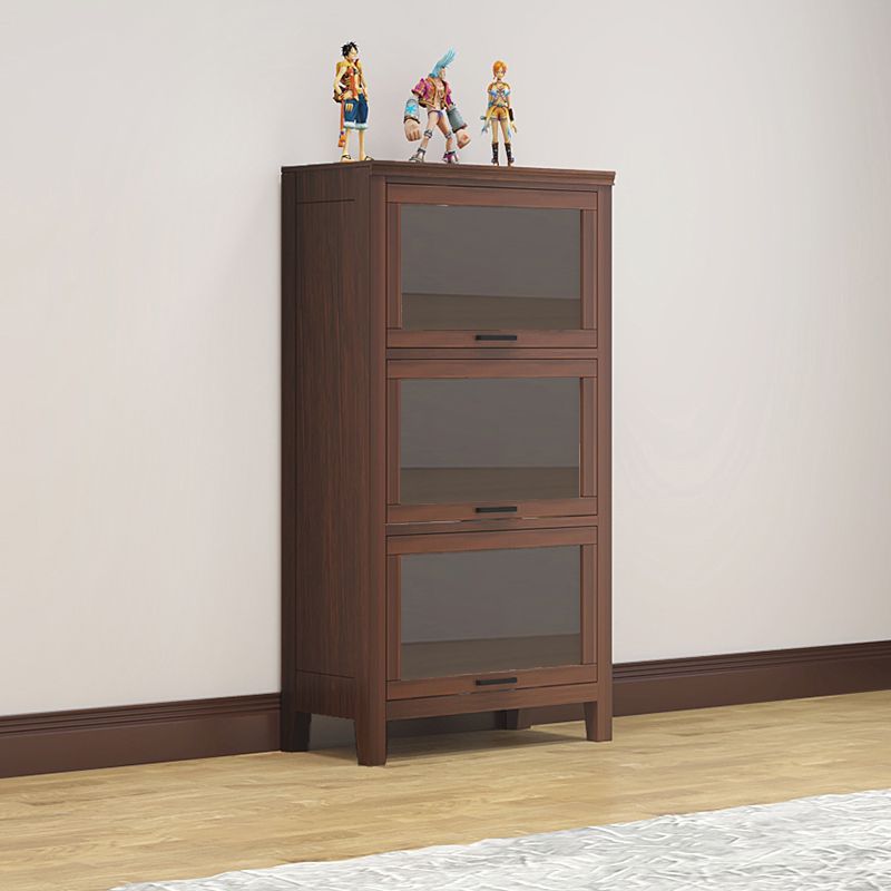 11.81"W Bookcase Contemporary Style Solid Wood Bookshelf for Home Office with Doors
